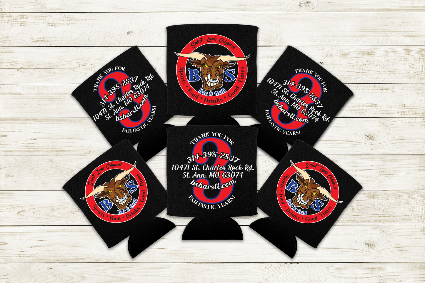 BS Bar & Grill Can Cooler